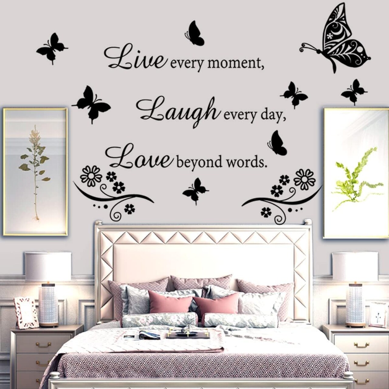 Live Every Moment Laugh Every Day Love Beyond Words Wall Decal – Motivational Bedroom & Living Room Decor